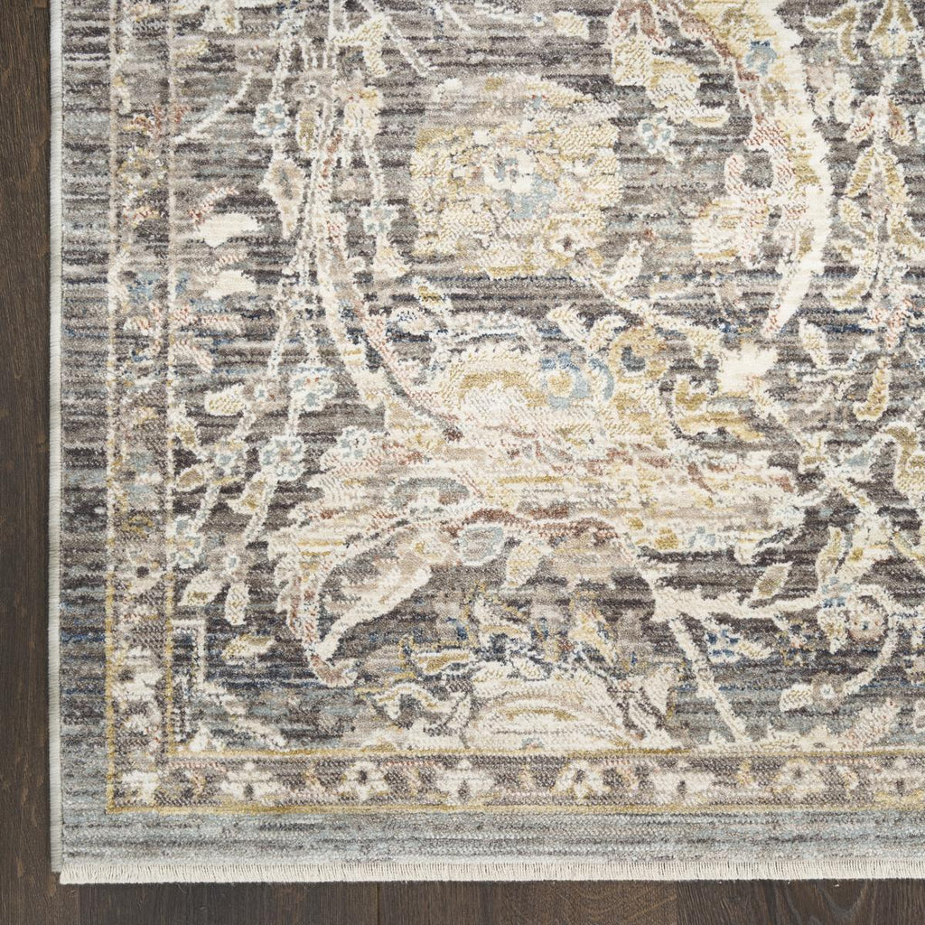 Antique Fusion Floral Lattice Charcoal Multicolour Rug