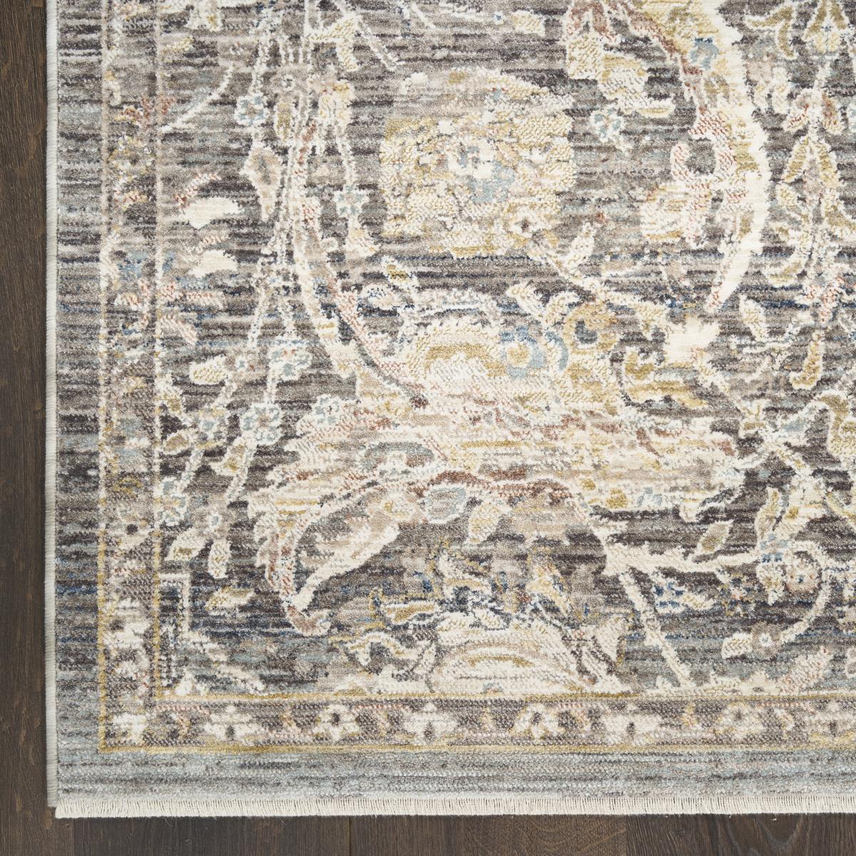 Antique Fusion Floral Lattice Charcoal Multicolour Rug