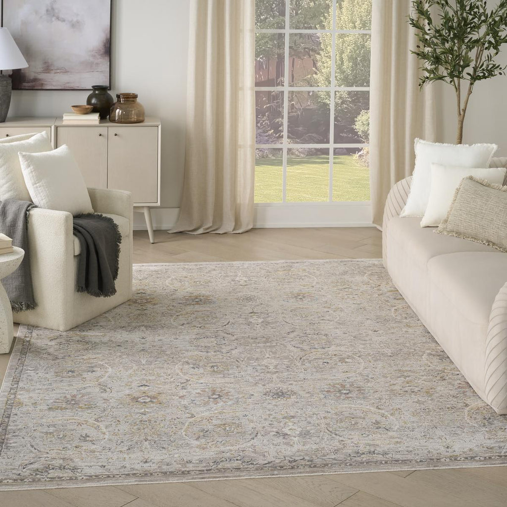 Antique Fusion Floral Lattice Light Grey Rug