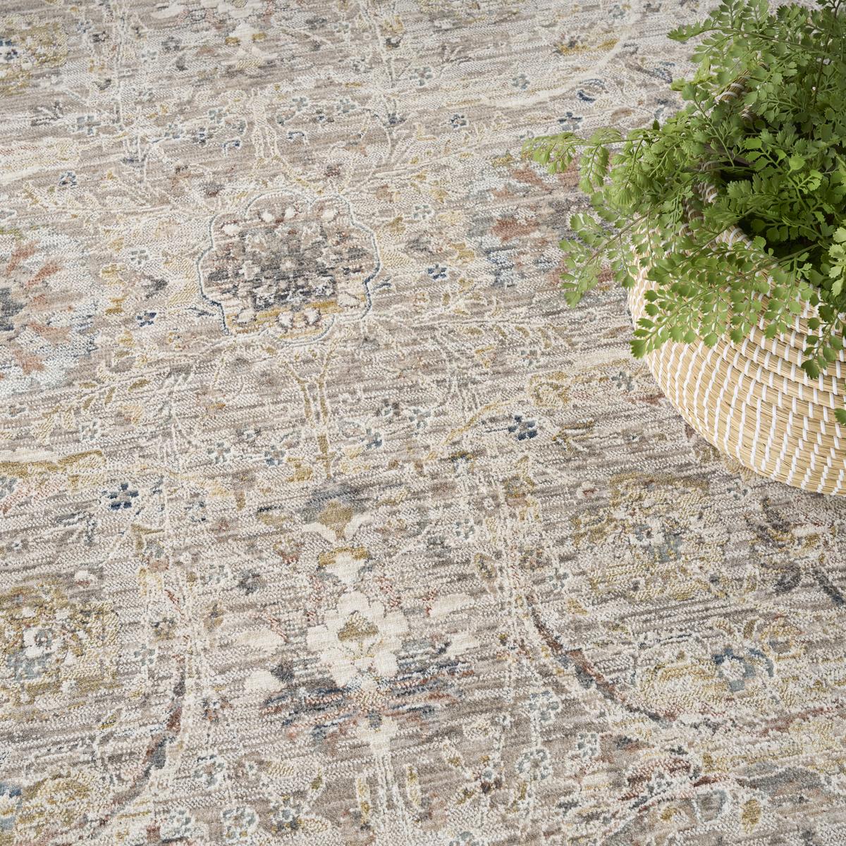 Antique Fusion Floral Lattice Light Grey Rug