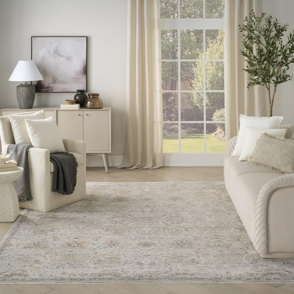 Antique Fusion Floral Lattice Light Grey Rug
