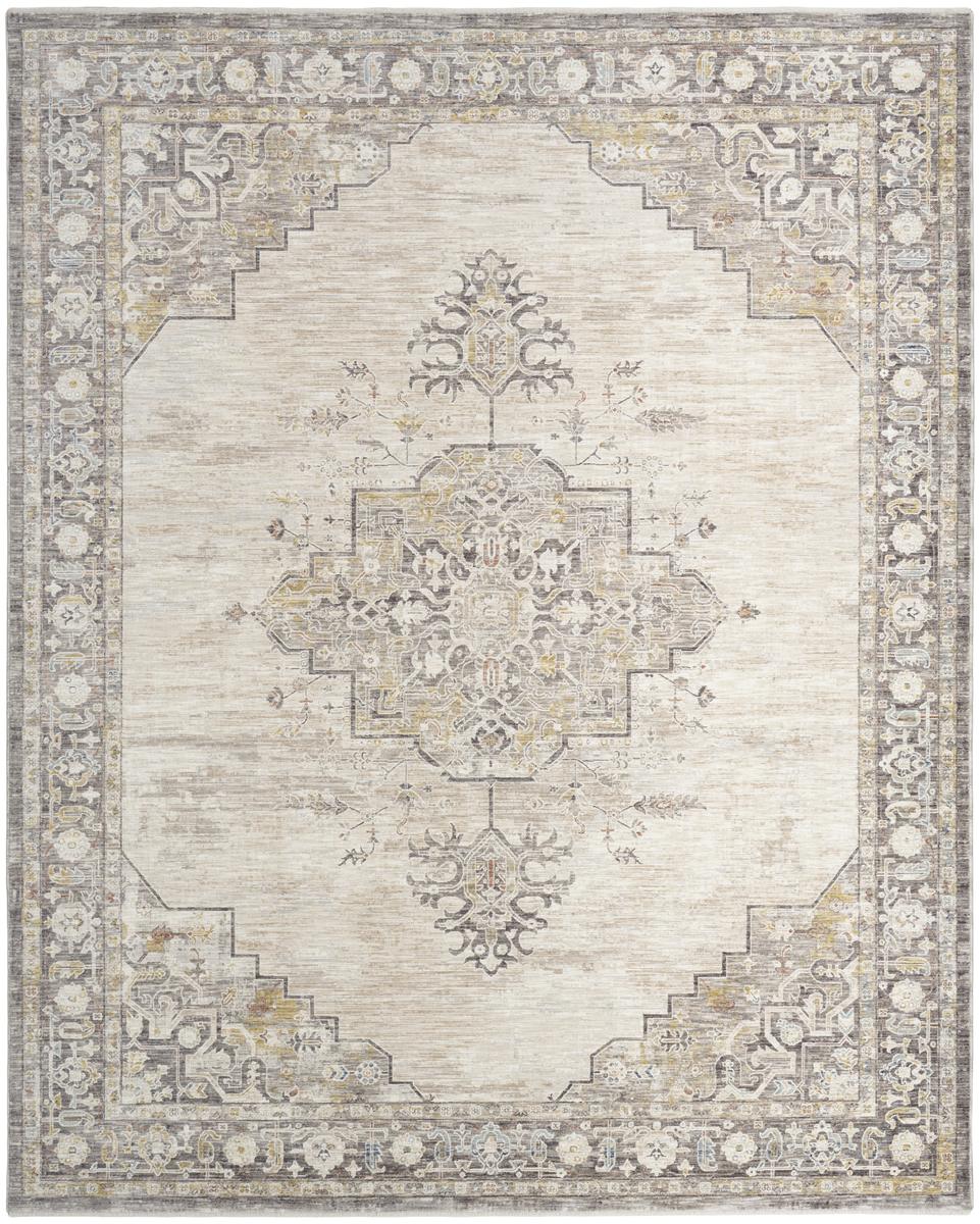 Antique Fusion Medallion Ivory Charcoal Rug