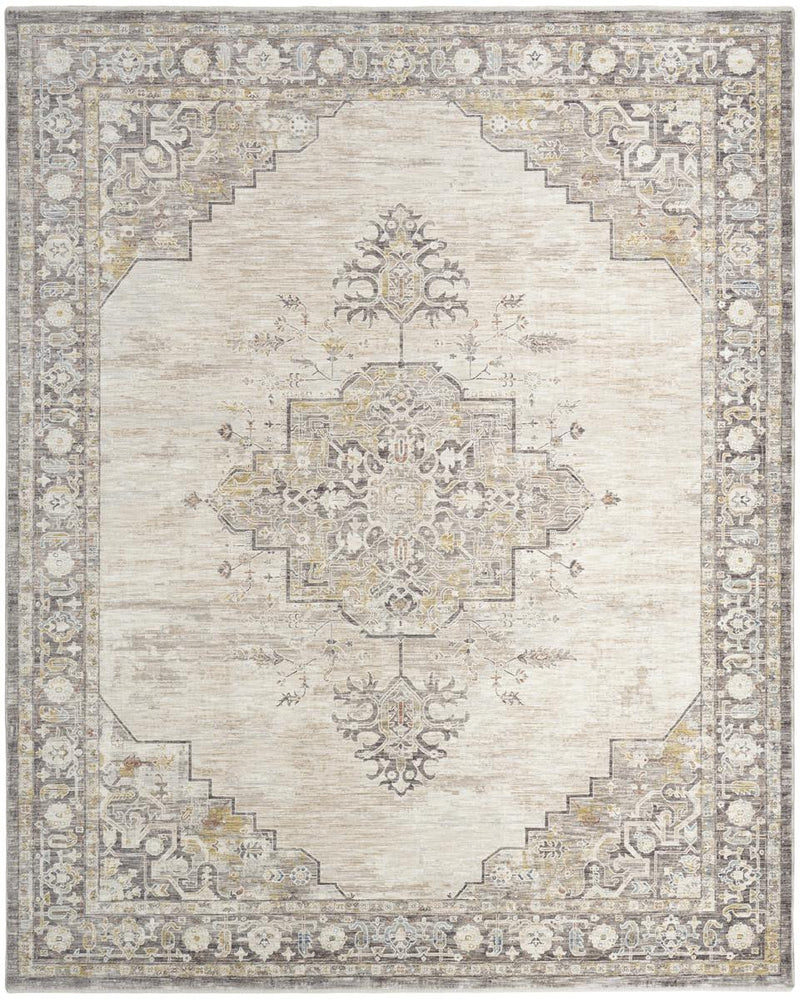 Antique Fusion Medallion Ivory Charcoal Rug