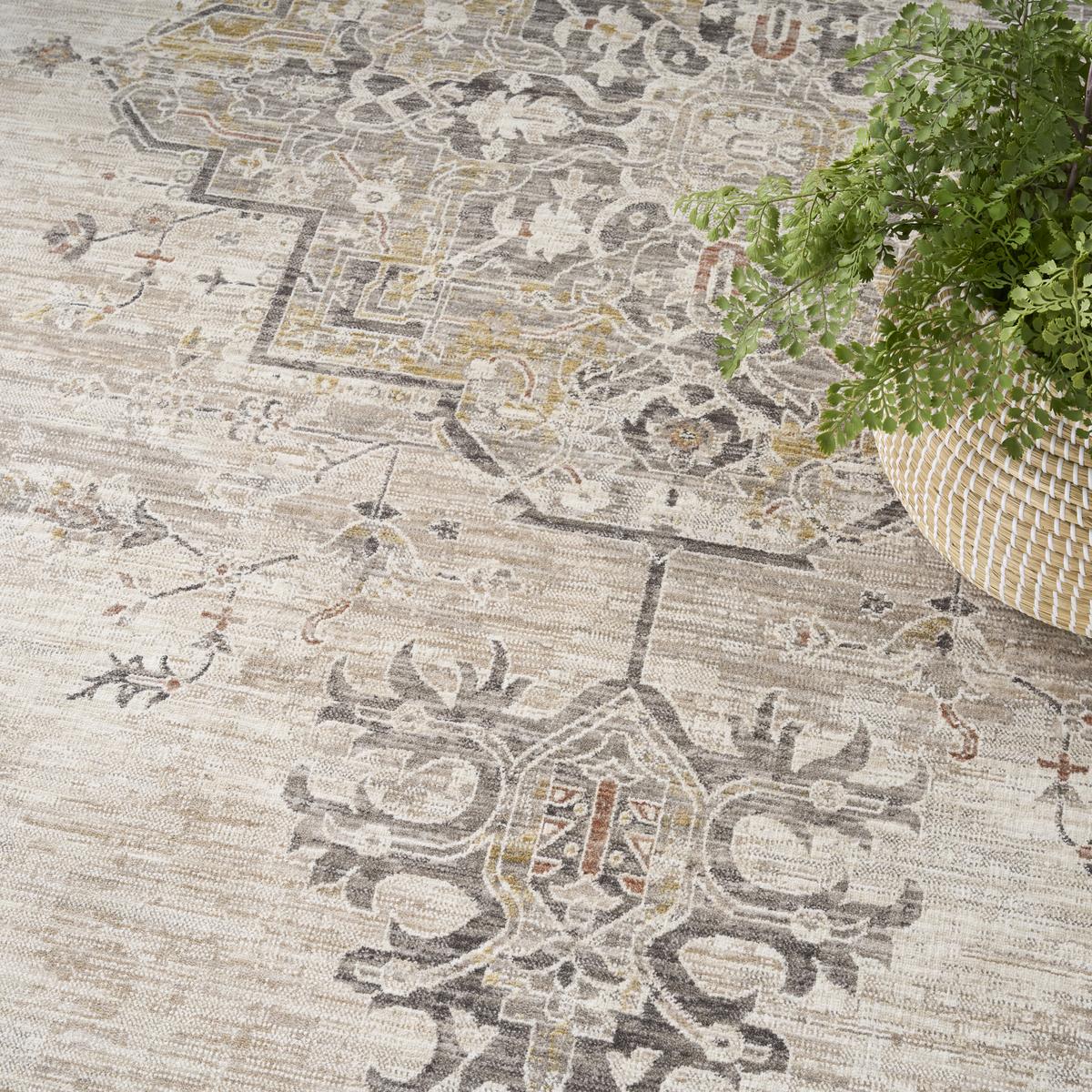 Antique Fusion Medallion Ivory Charcoal Rug