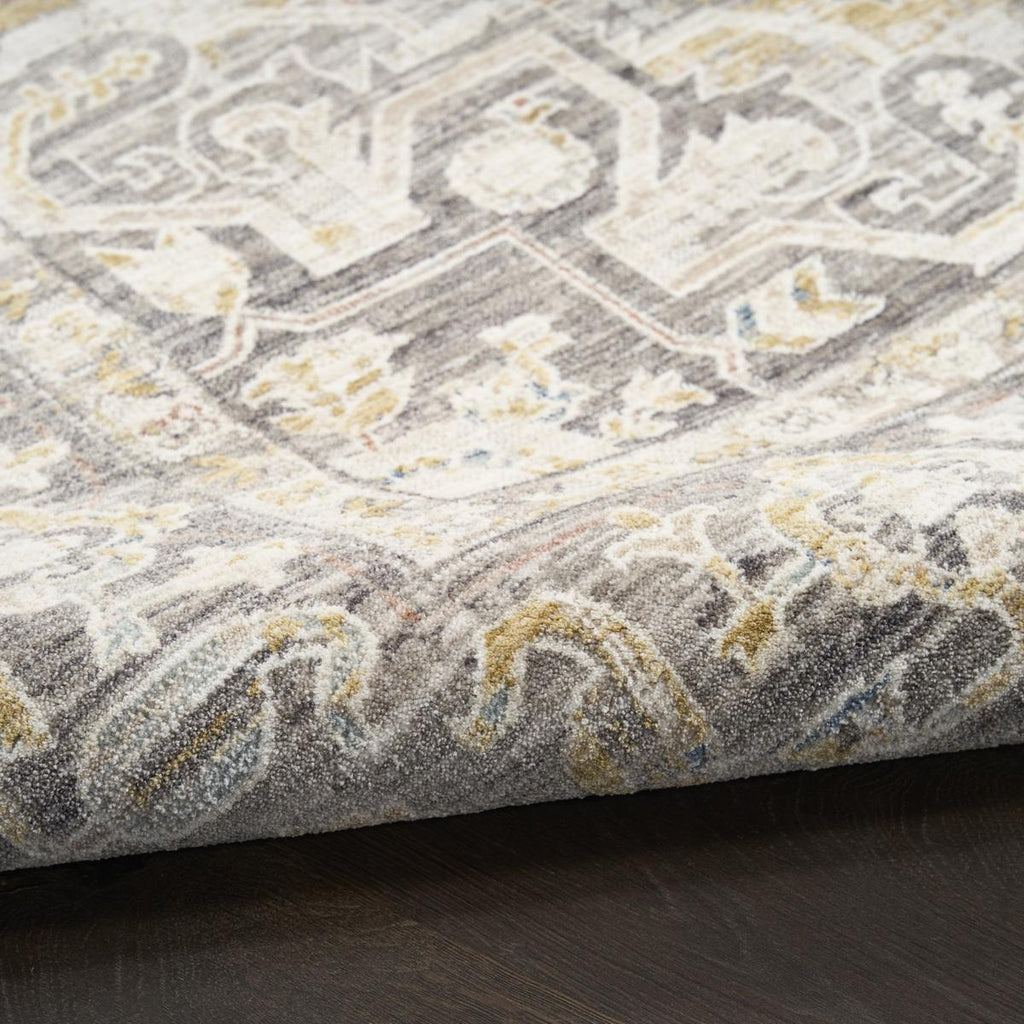 Antique Fusion Medallion Ivory Charcoal Rug