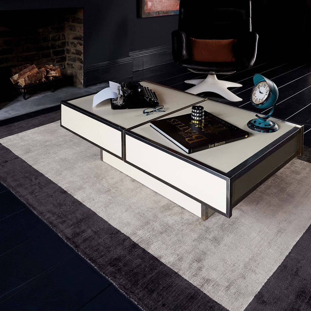 Blade Border Charcoal Silver Rug