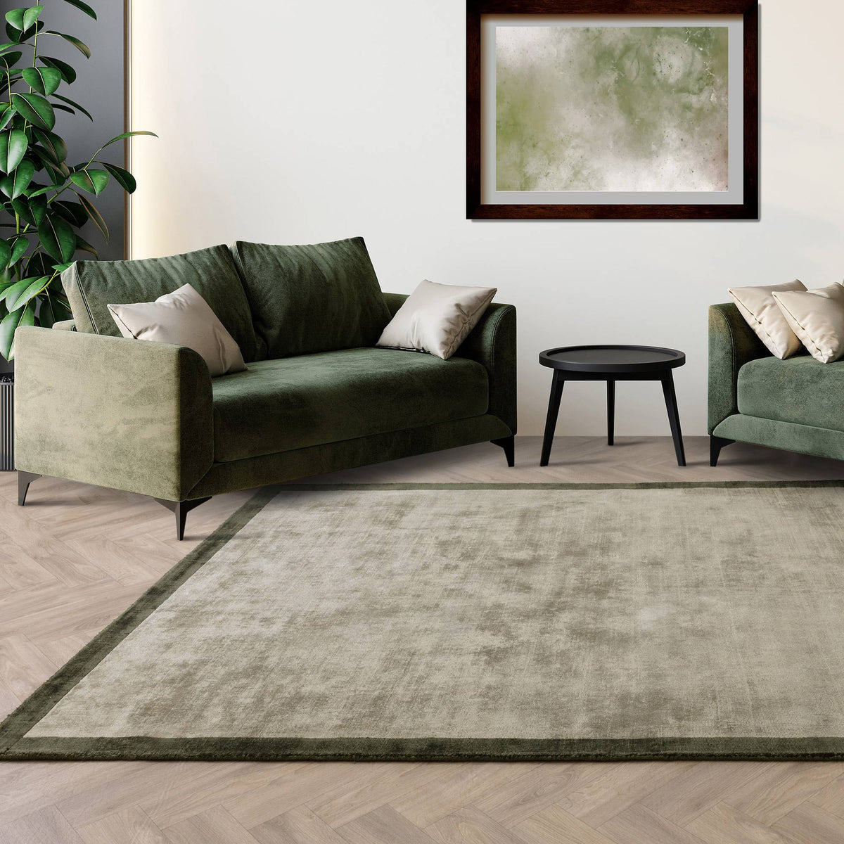 Blade Border Sage Olive Rug