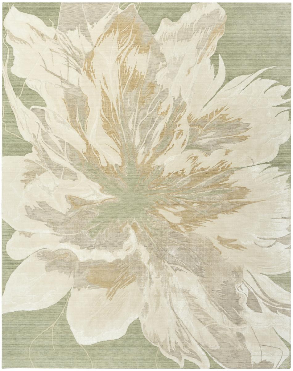 Brushlight Bloom Green Ivory Rug