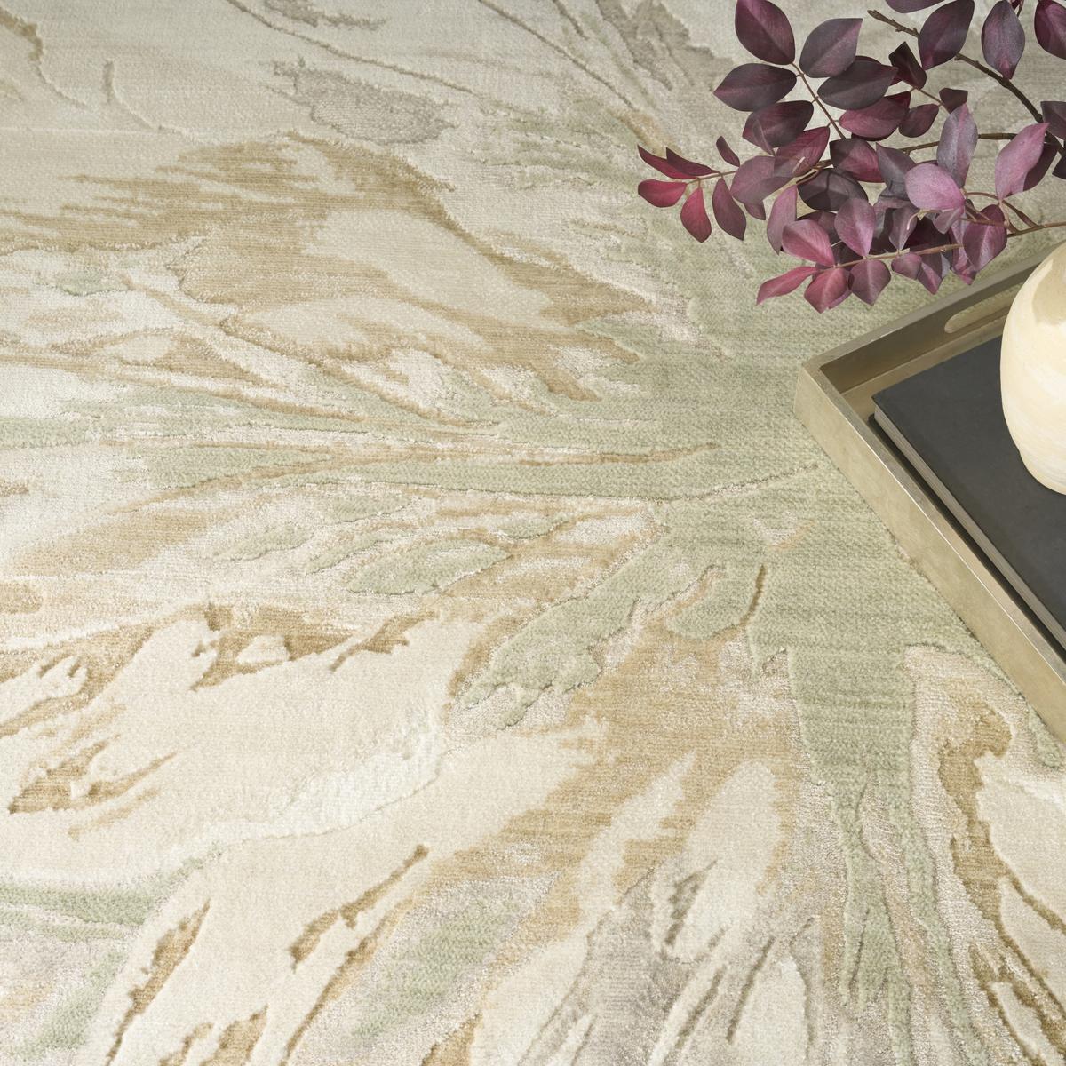 Brushlight Bloom Green Ivory Rug