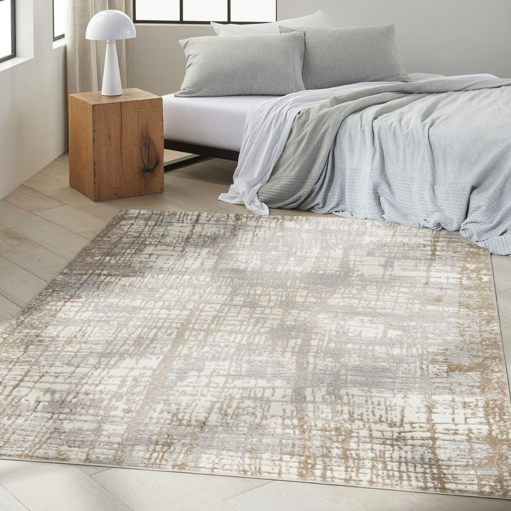 Calvin Klein Rush Crosshatch Ivory Taupe Rug