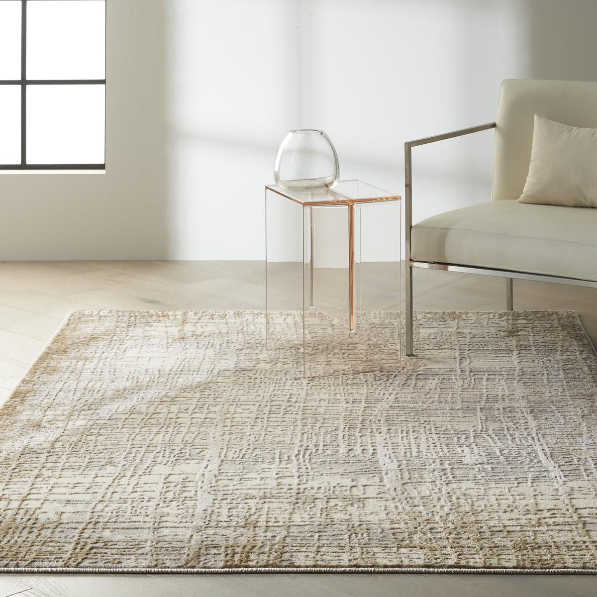 Calvin Klein Rush Crosshatch Ivory Taupe Rug