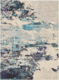 Celestial Cascade Ivory Teal Blue Rug