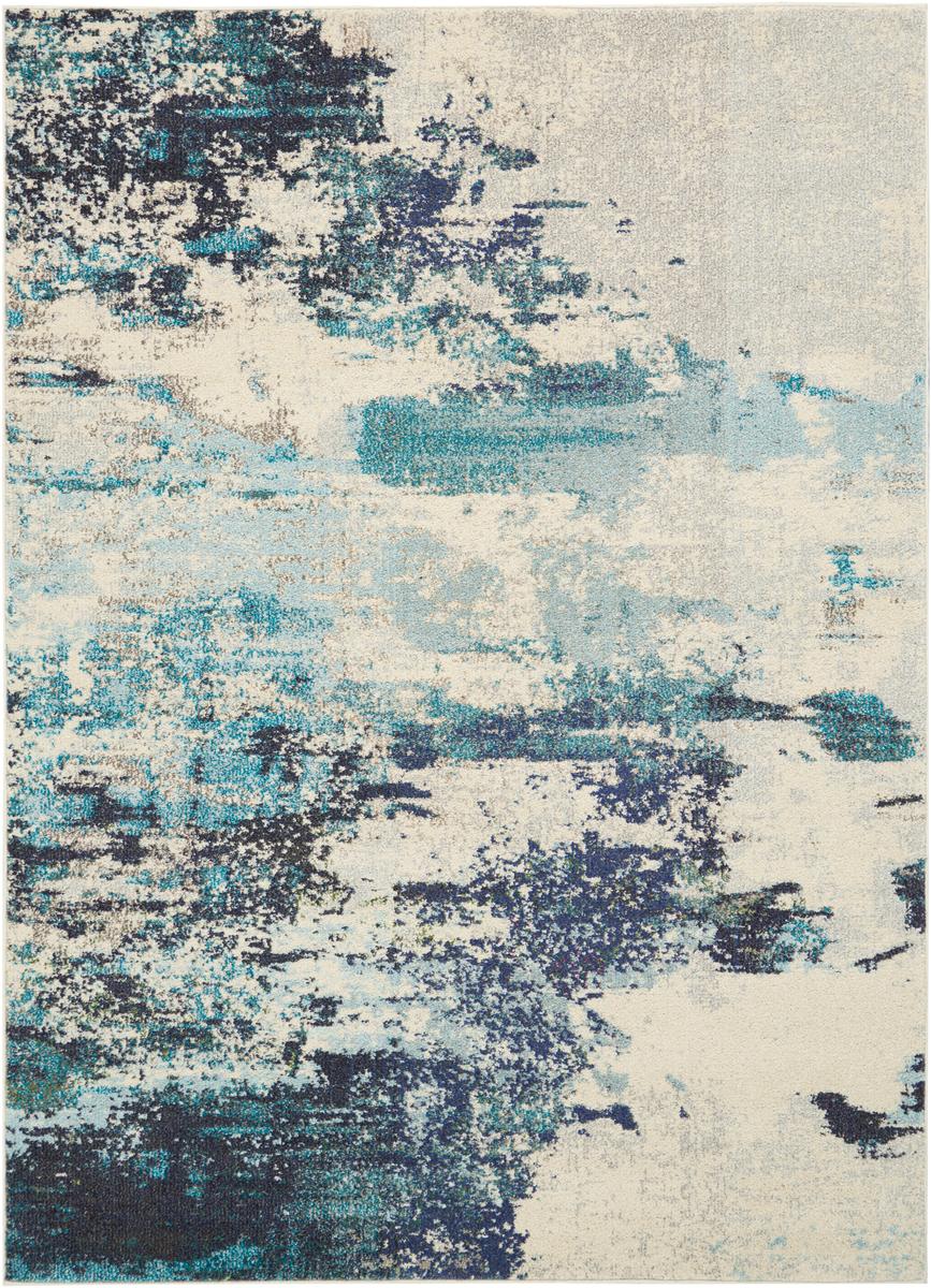 Celestial Cascade Ivory Teal Blue Rug