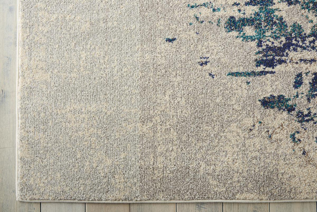 Celestial Cascade Ivory Teal Blue Rug