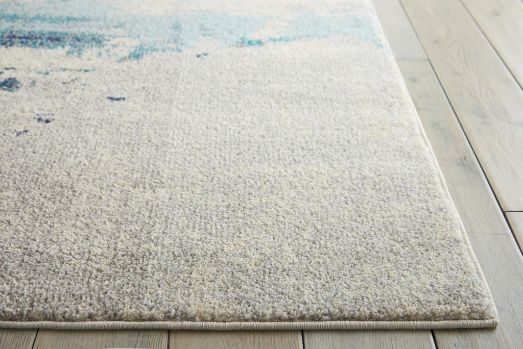 Celestial Cascade Ivory Teal Blue Rug