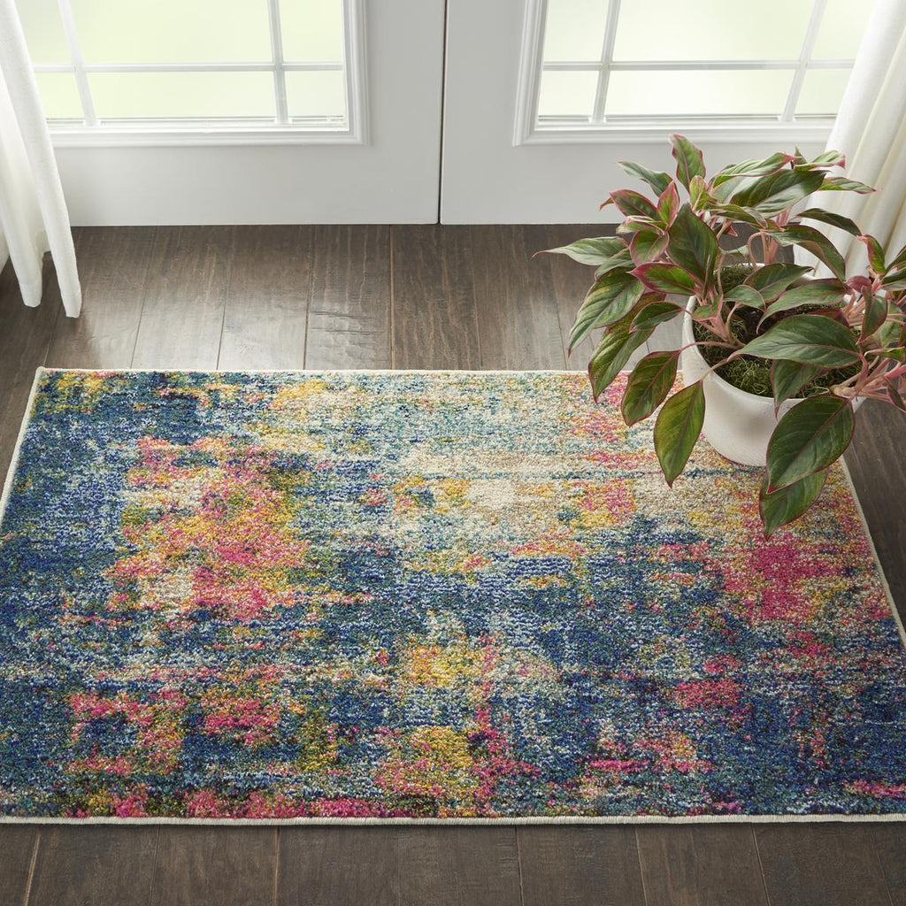 Celestial Prism Blue Yellow Rug