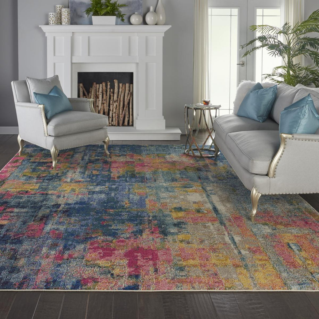 Celestial Prism Blue Yellow Rug