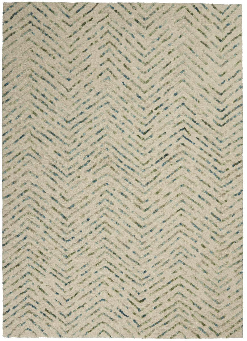 Colorado Herringbone Ivory Green Rug