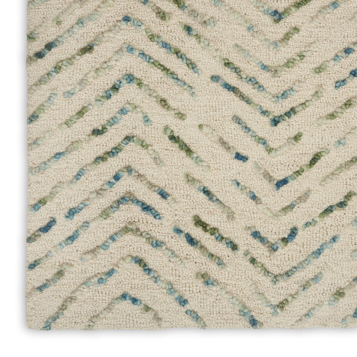 Colorado Herringbone Ivory Green Rug