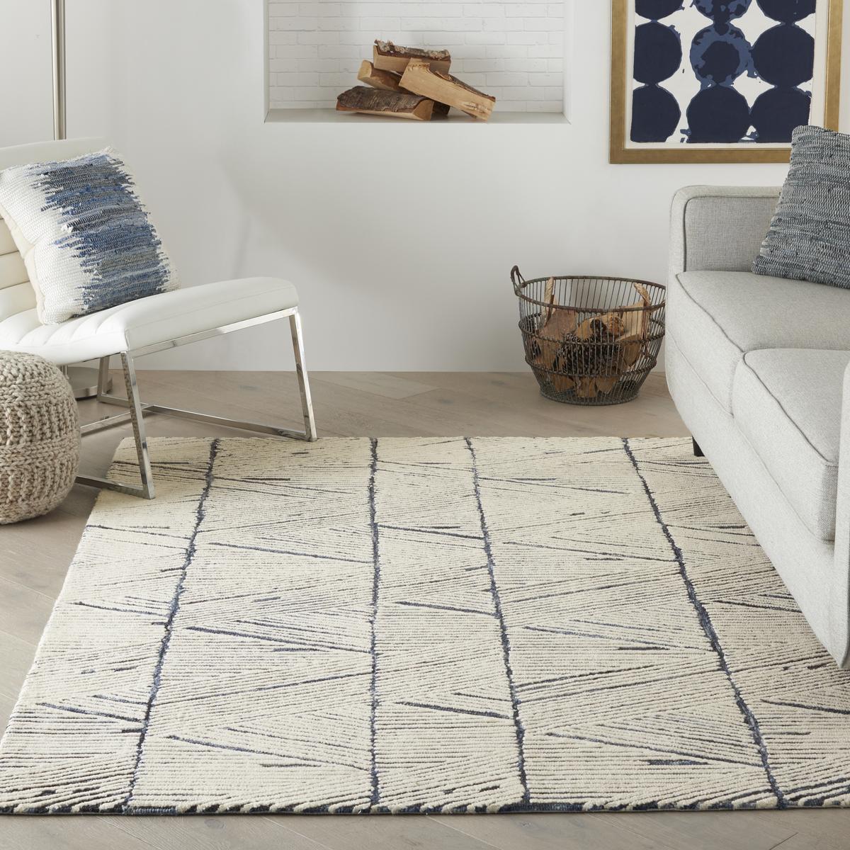 Colorado Line White Blue Rug
