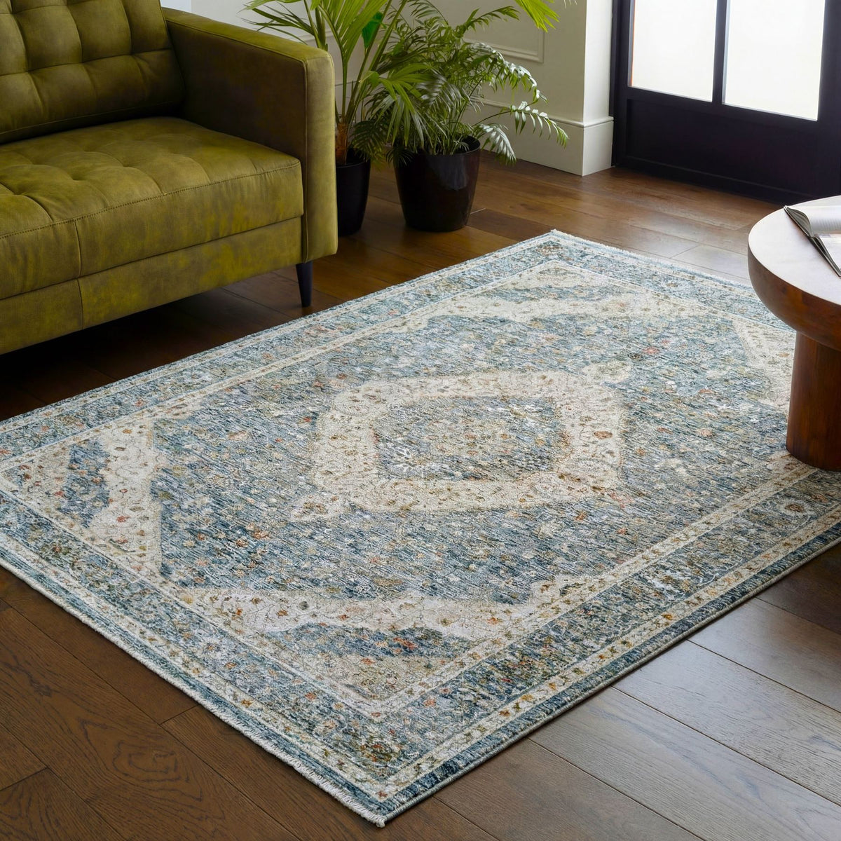Comila Medallion Light Blue Rug