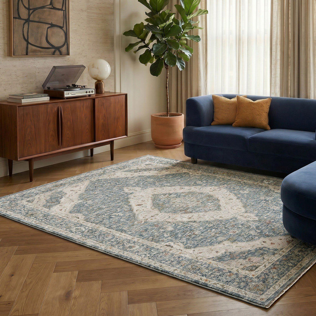 Comila Medallion Light Blue Rug