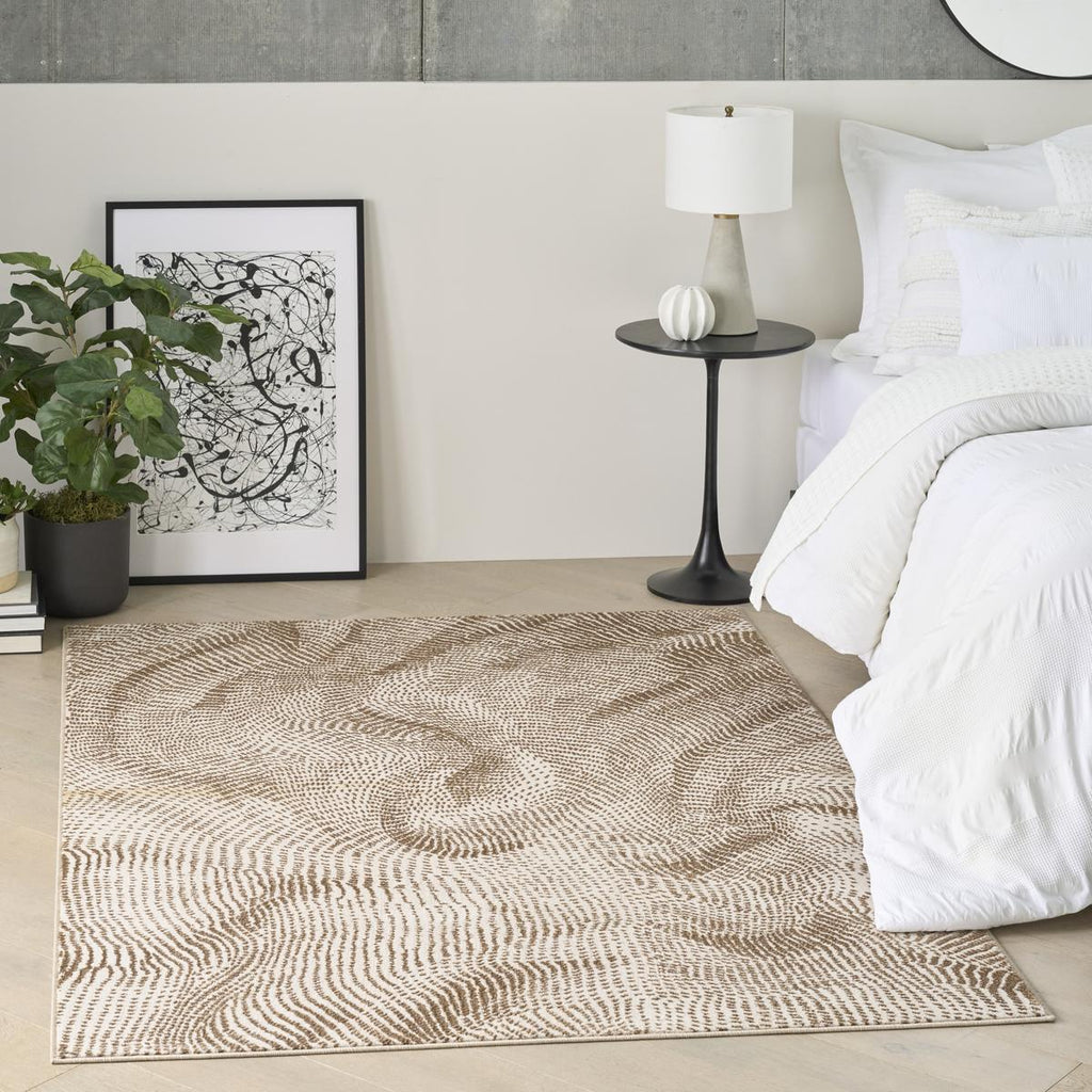 DKNY Central Park West Swirl Beige Brown Rug