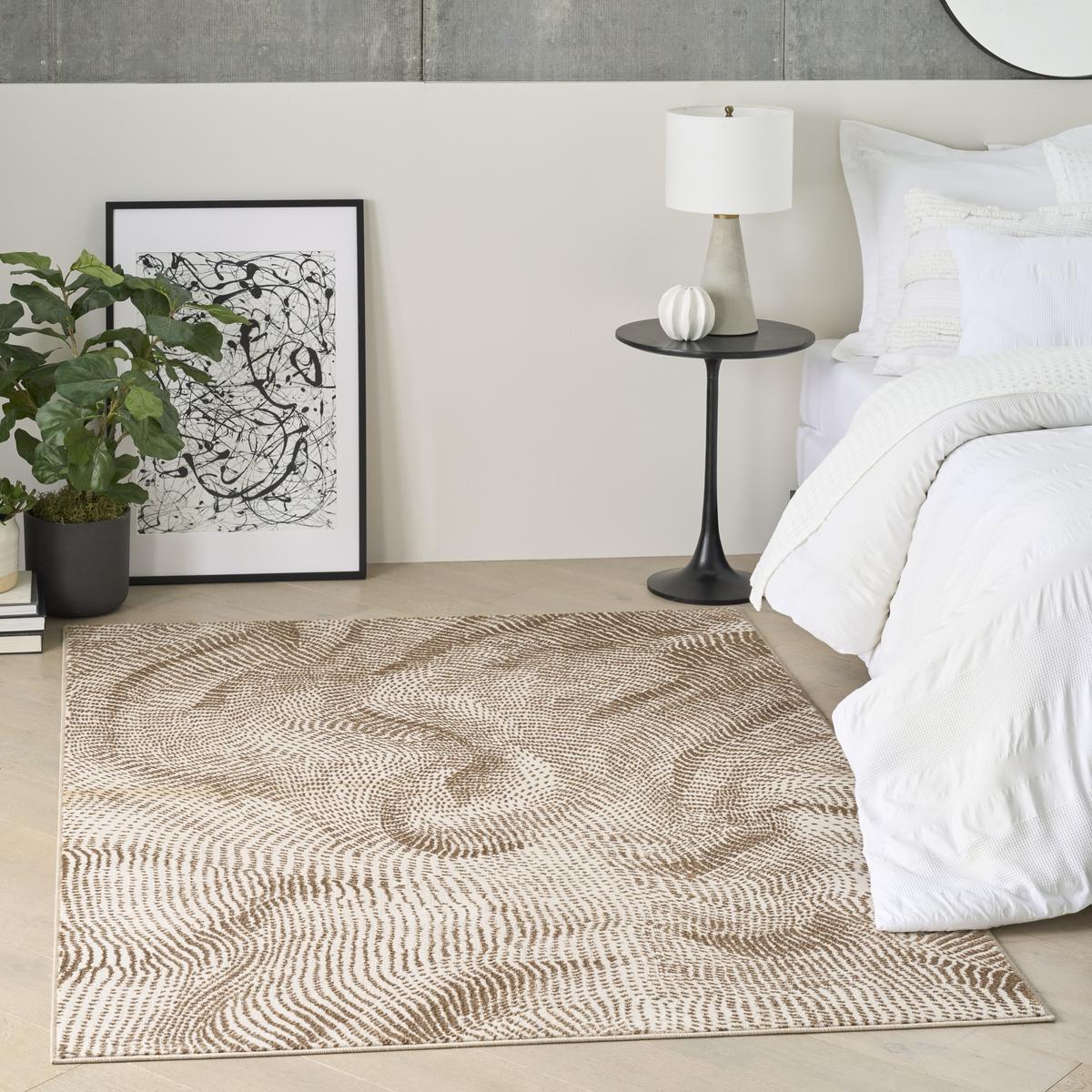 DKNY Central Park West Swirl Beige Brown Rug