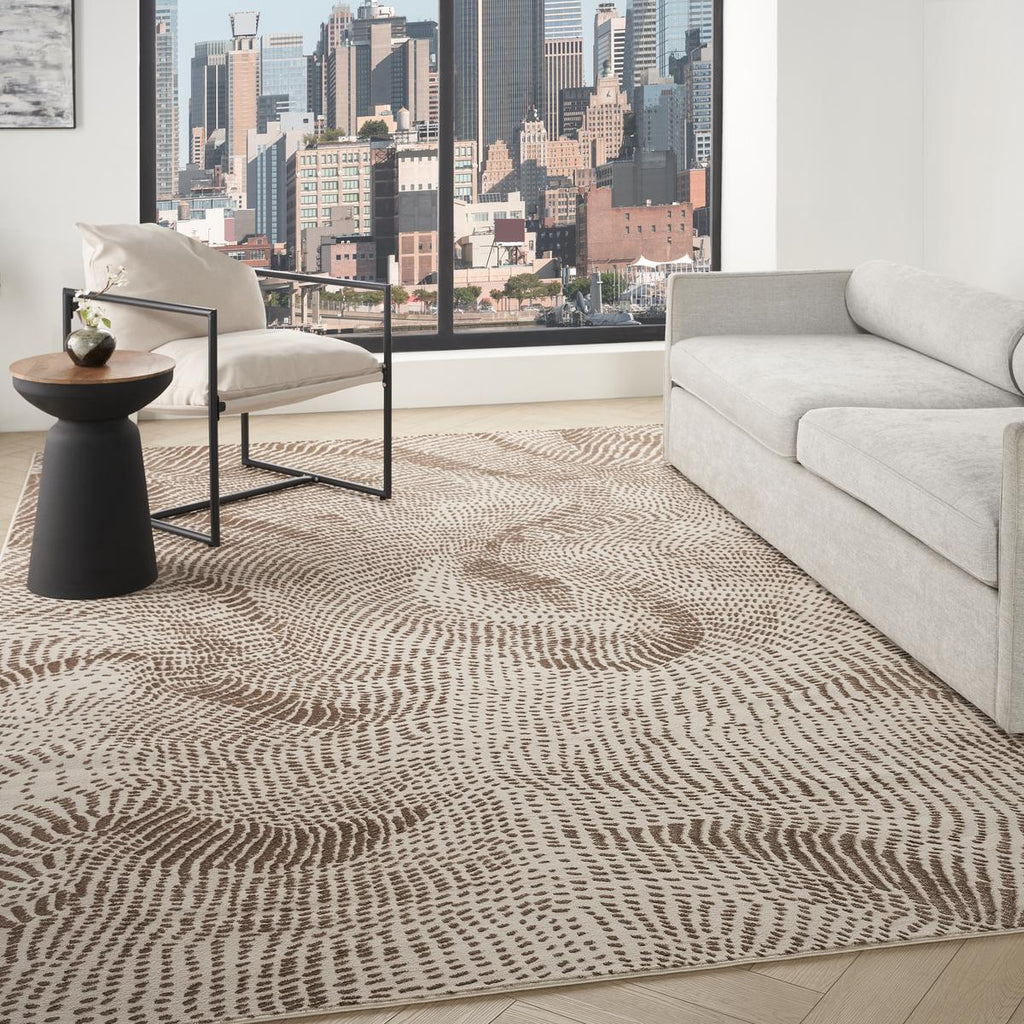 DKNY Central Park West Swirl Beige Brown Rug