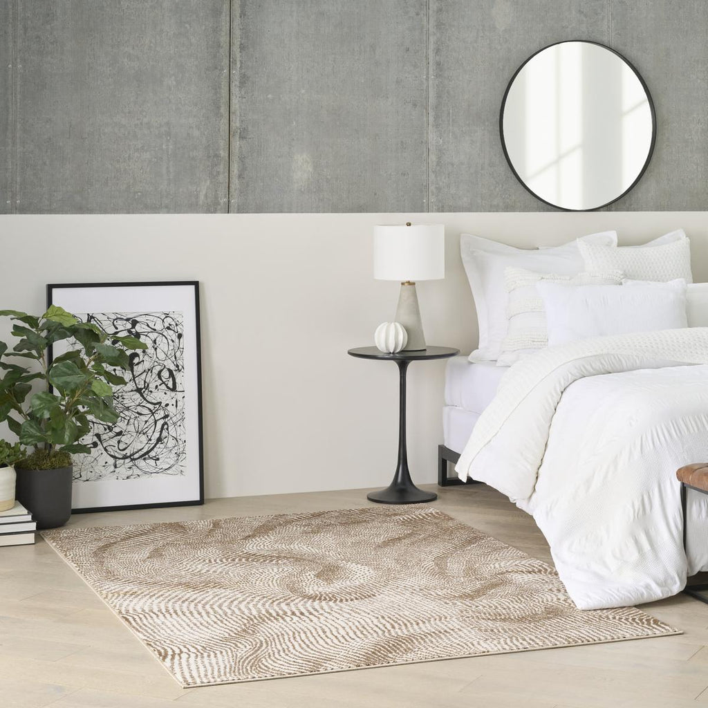 DKNY Central Park West Swirl Beige Brown Rug