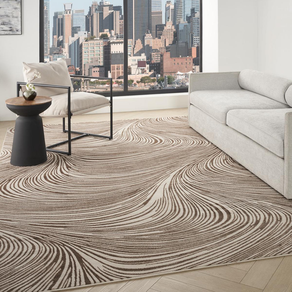 DKNY Central Park West Wave Beige Brown Rug