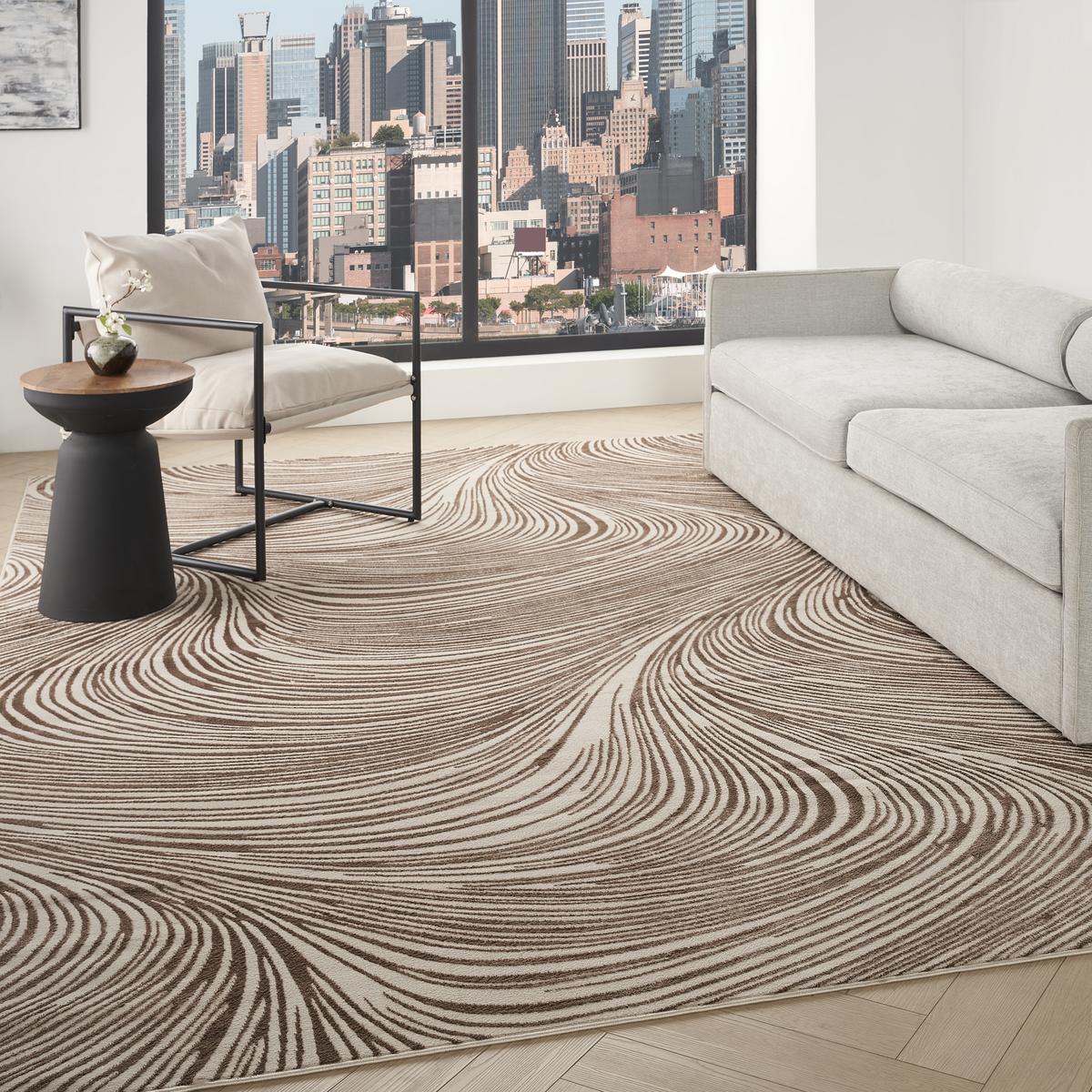 DKNY Central Park West Wave Beige Brown Rug