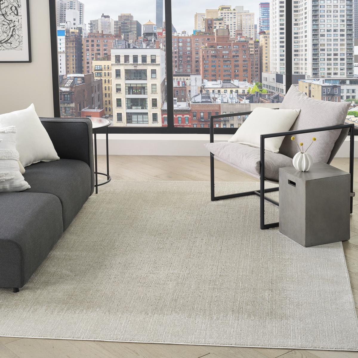 DKNY Grand Street Block Ivory Beige Rug