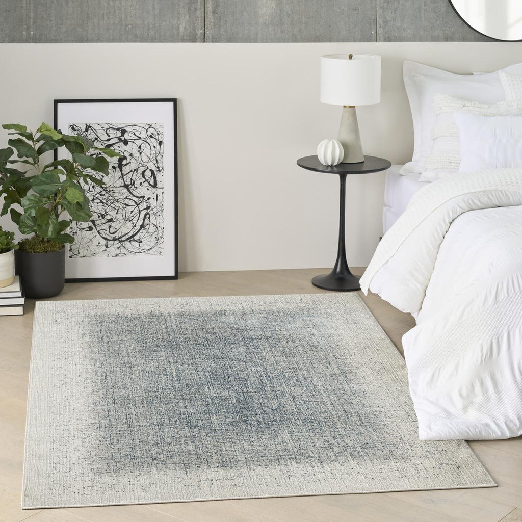 DKNY Grand Street Block Ivory Blue Rug