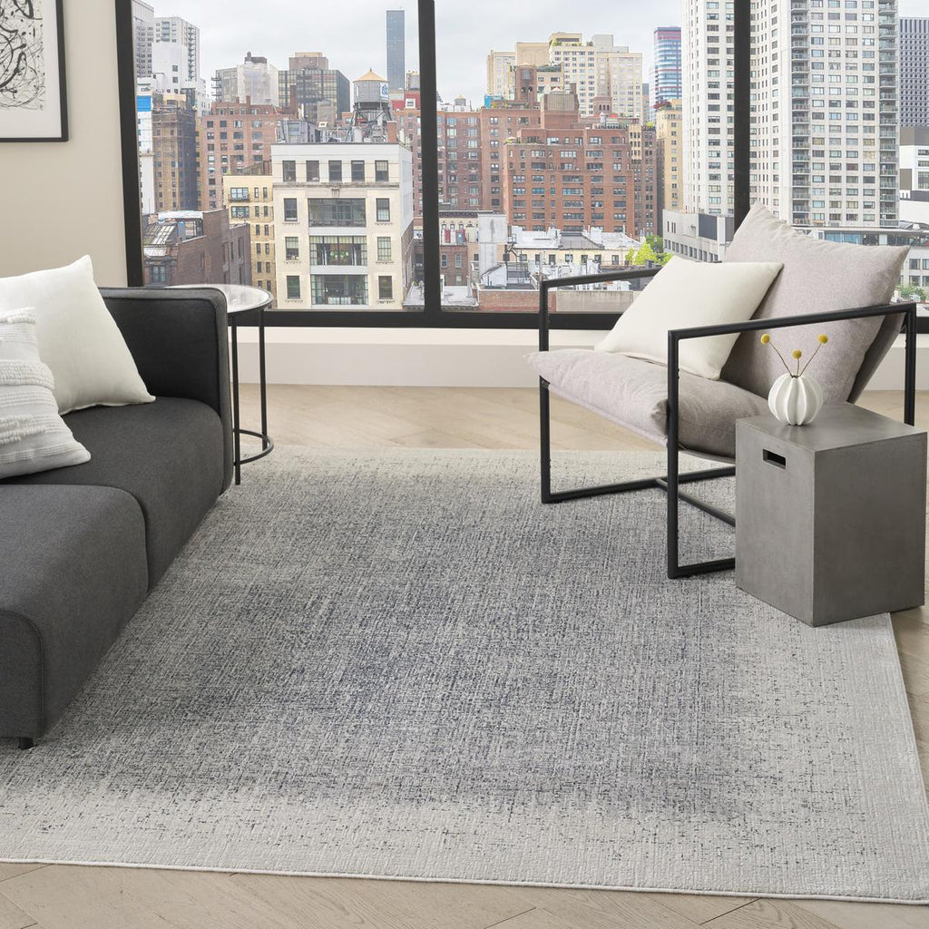 DKNY Grand Street Block Ivory Blue Rug