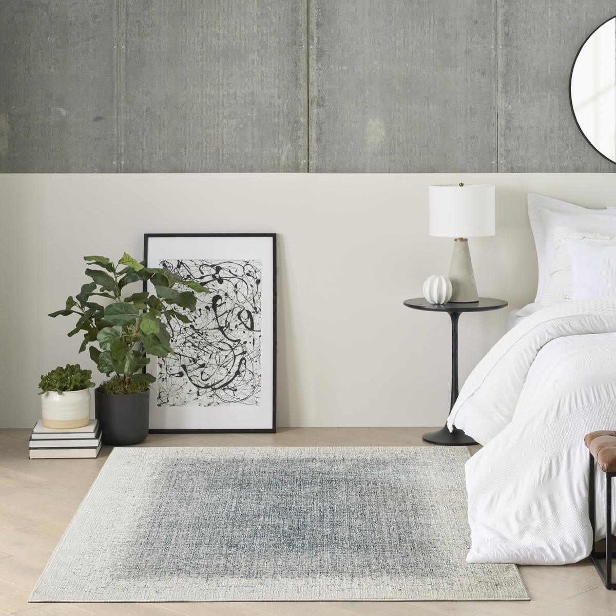 DKNY Grand Street Block Ivory Blue Rug
