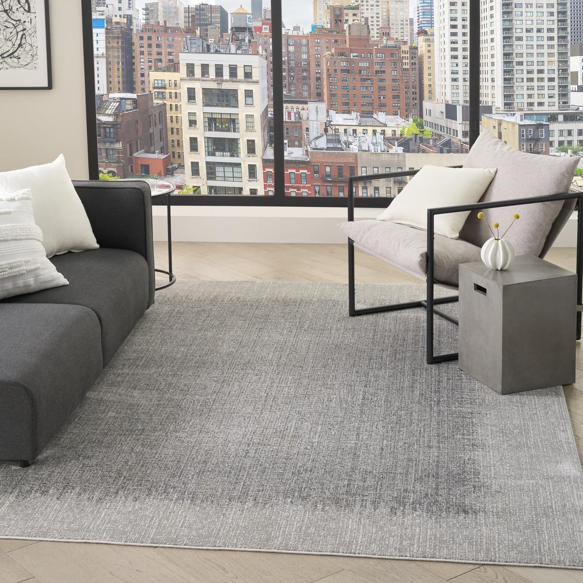 DKNY Grand Street Block Light Grey Rug