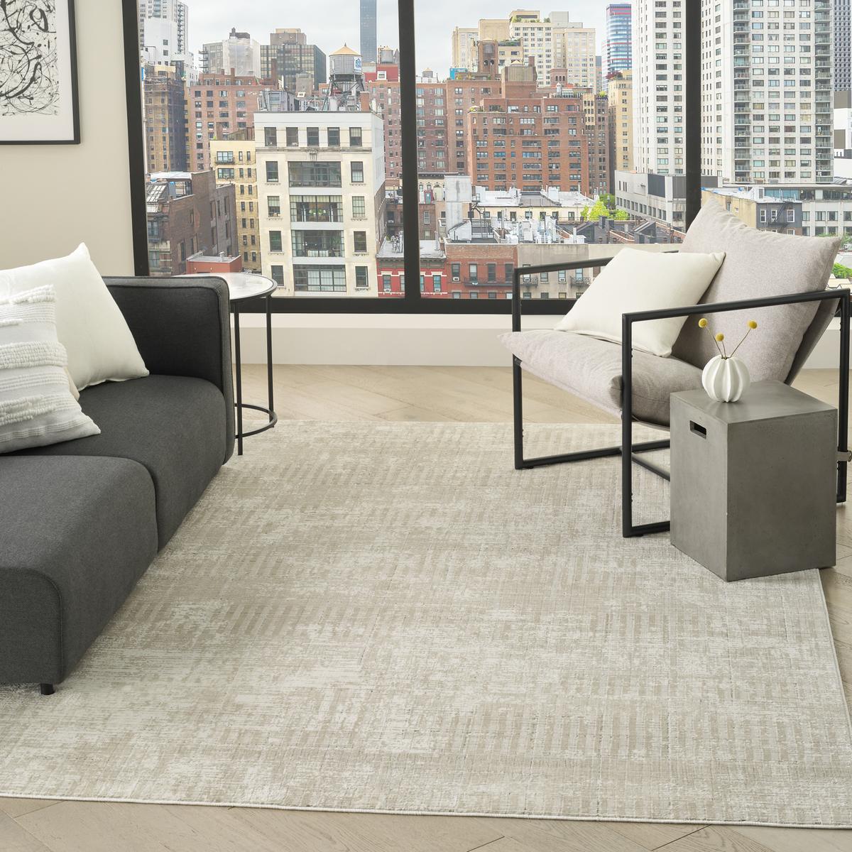 DKNY Grand Street Shimmer Ivory Beige Rug