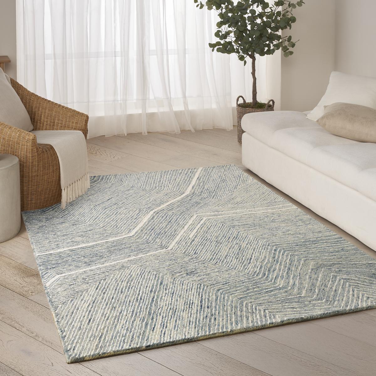 DKNY Pure Angles Ivory Blue Rug