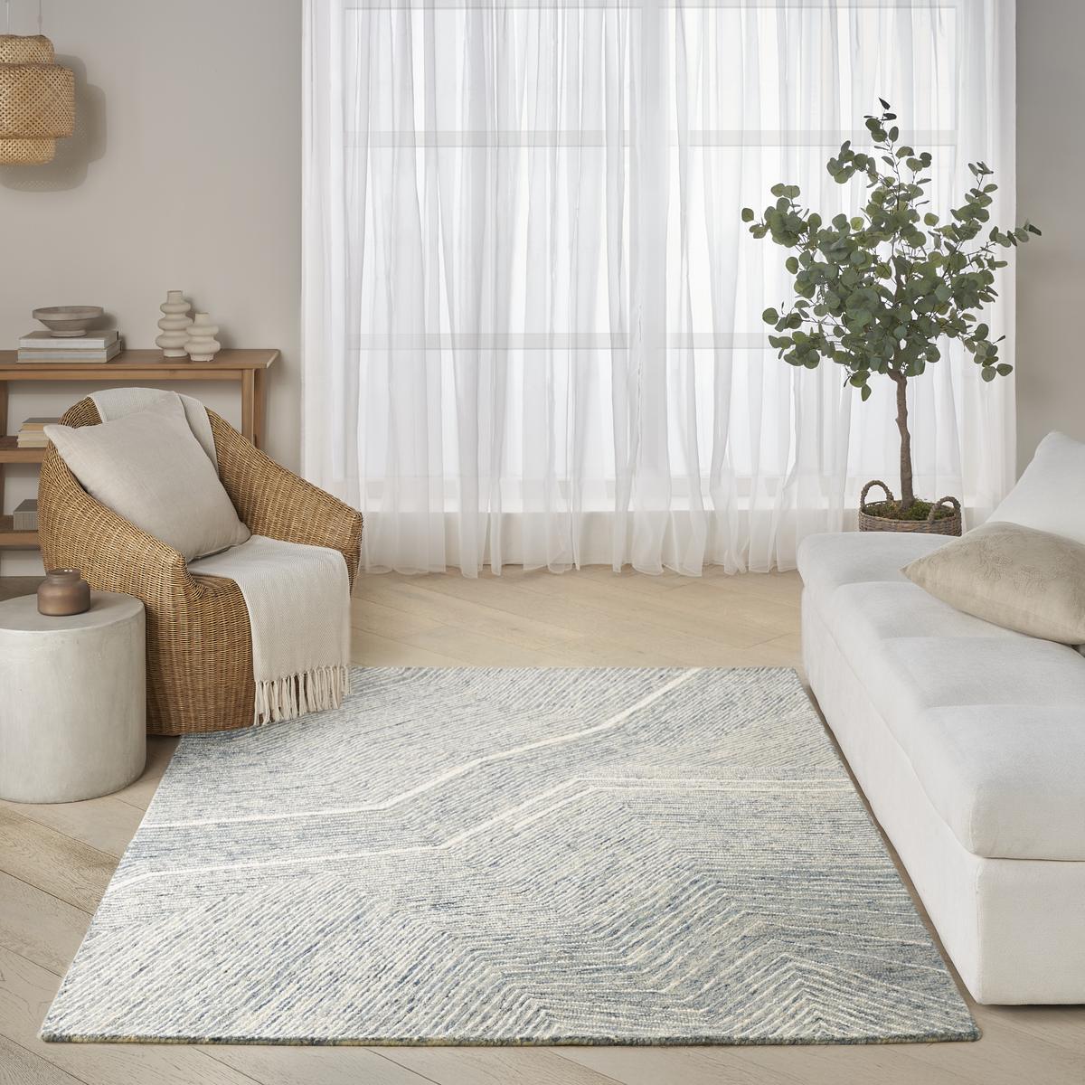 DKNY Pure Angles Ivory Blue Rug
