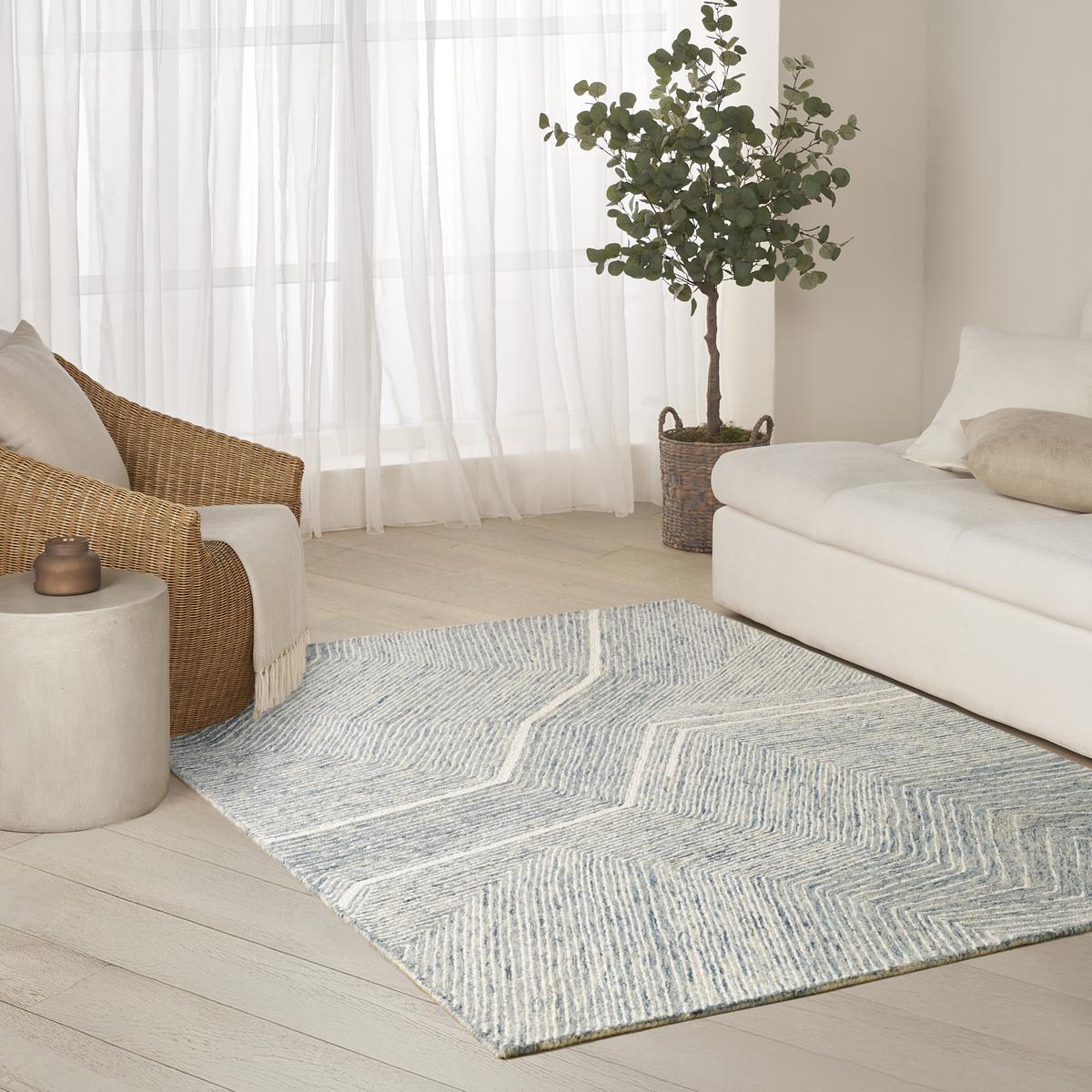 DKNY Pure Angles Ivory Blue Rug