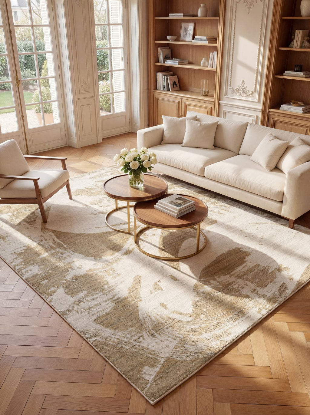 Dune Viscose Drift Ivory Mink Rug