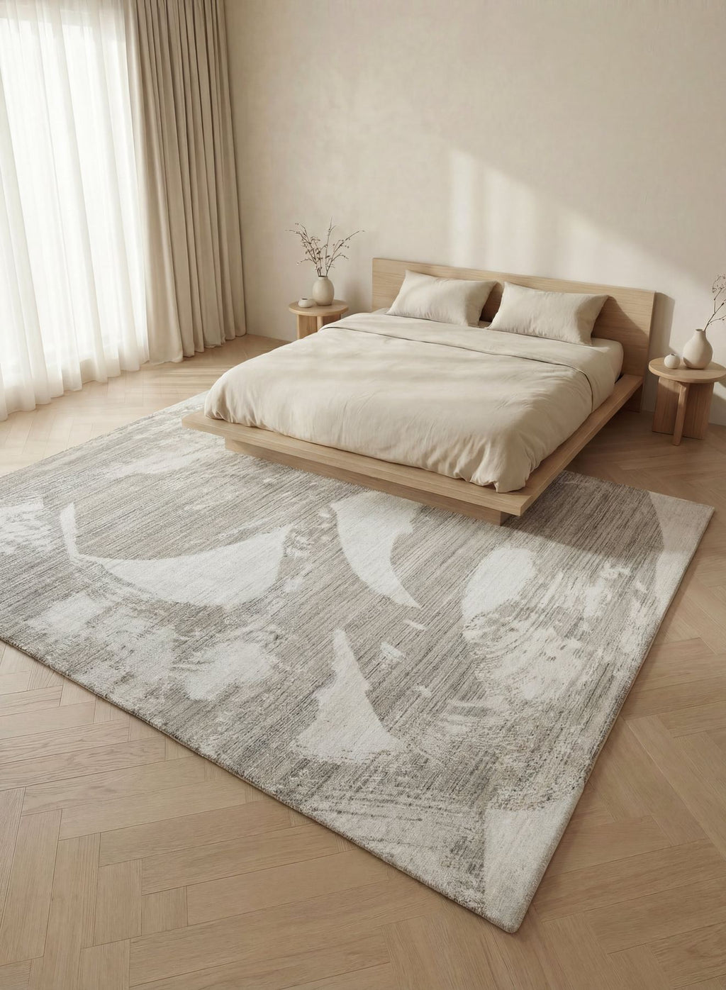 Dune Viscose Drift White Light Blue Rug