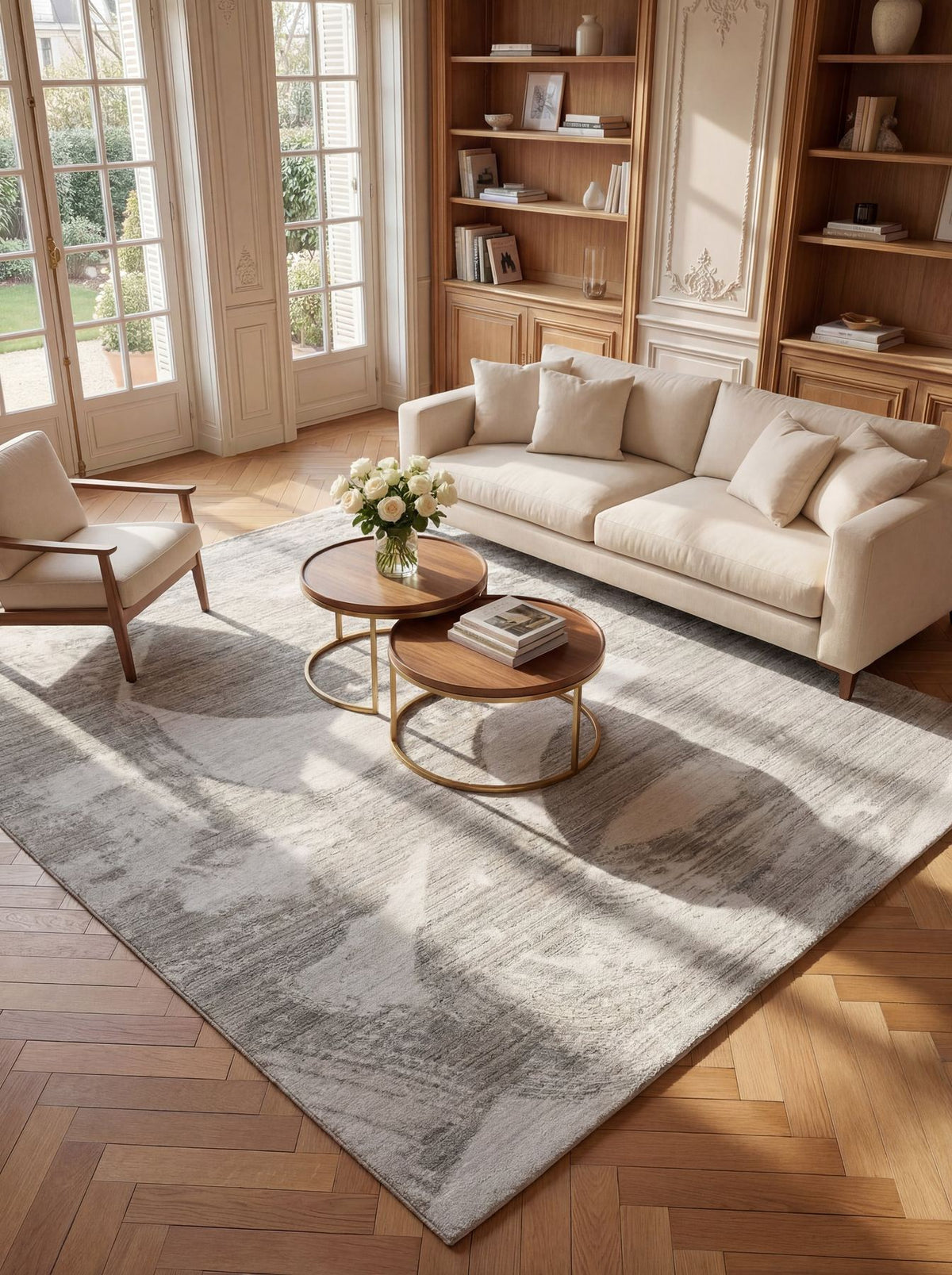 Dune Viscose Drift White Light Blue Rug
