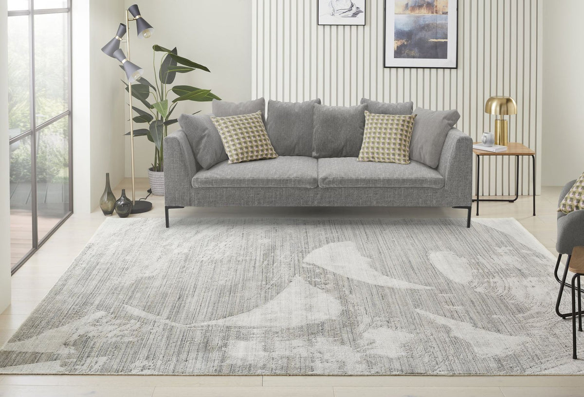 Dune Viscose Drift White Light Blue Rug
