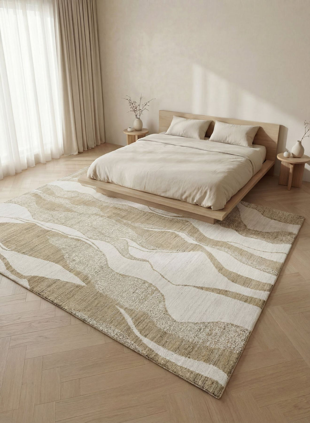Dune Viscose Wave Ivory Mink Rug