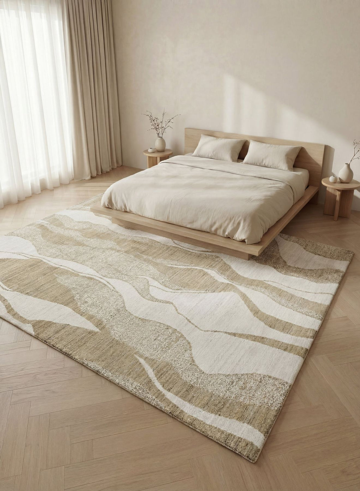 Dune Viscose Wave Ivory Mink Rug