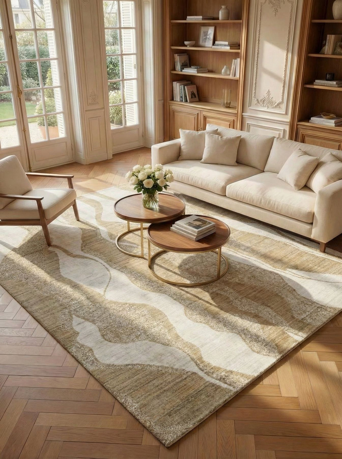 Dune Viscose Wave Ivory Mink Rug