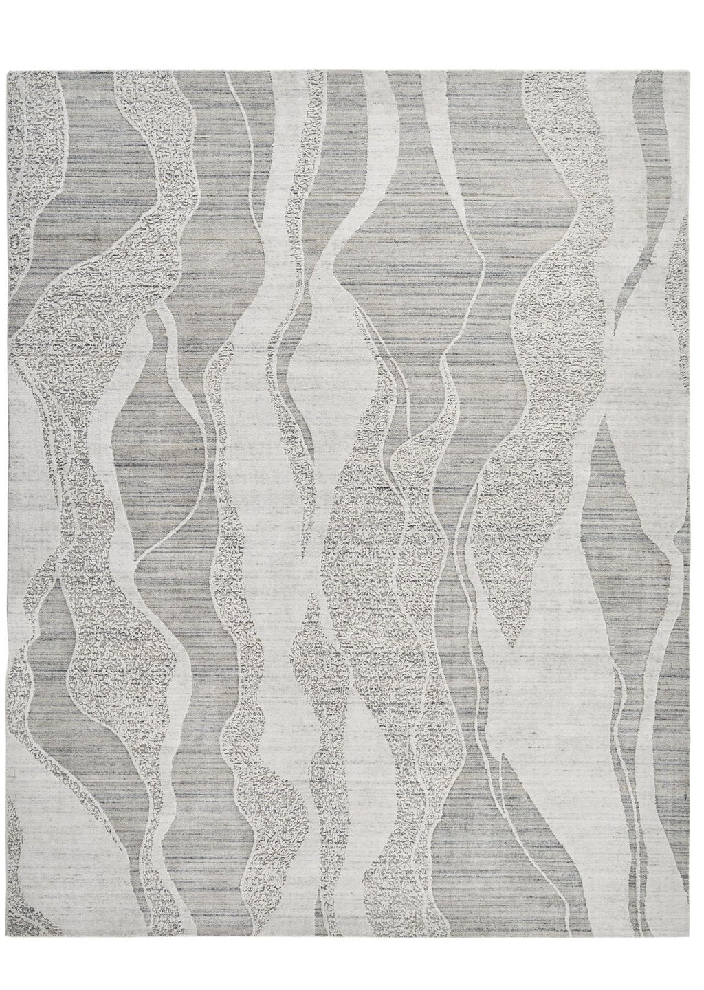 Dune Viscose Wave White Light Blue Rug