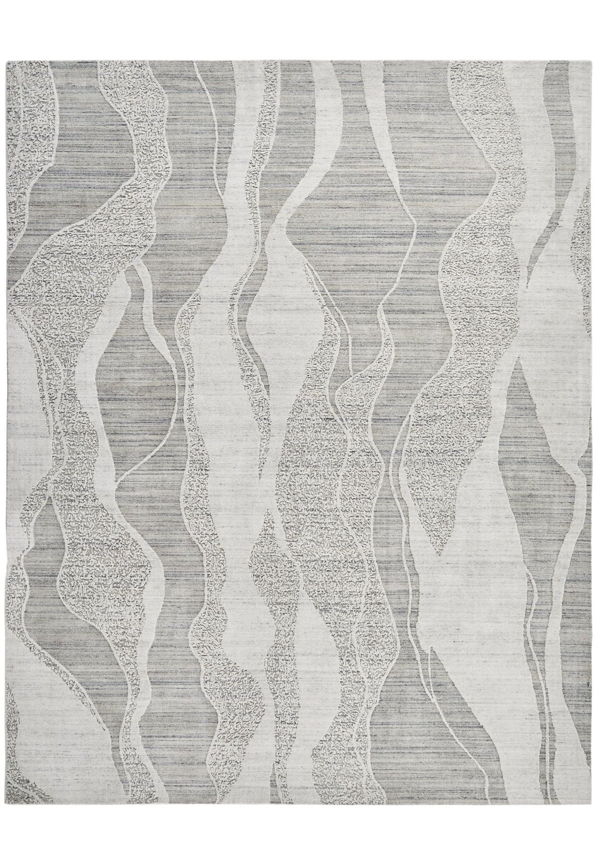 Dune Viscose Wave White Light Blue Rug